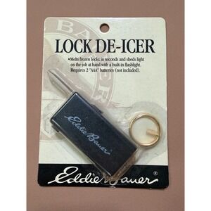 Eddie Bauer Lock De-Icer Keychain with Flashlight Black Vintage NEW